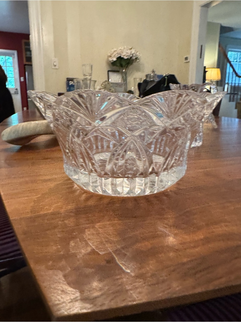 Cut Crystal Serving Bowl - Clear Pressed Glass